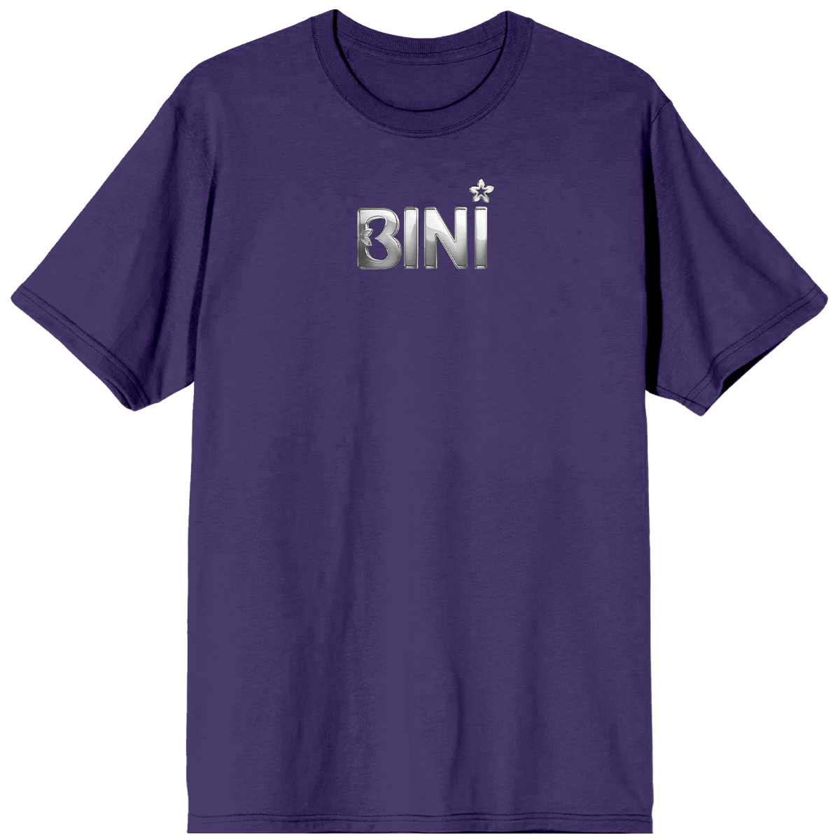 Purple t-shirt with 'BINI' logo on a white background